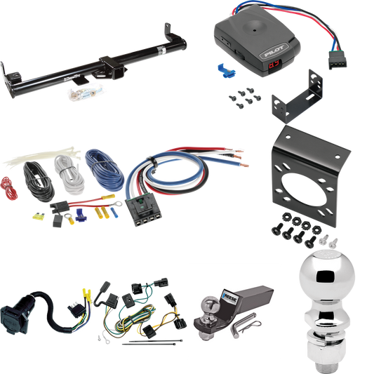 Fits 1998-2006 Jeep TJ Trailer Hitch Tow PKG w/ Pro Series Pilot Brake Control + Generic BC Wiring Adapter + 7-Way RV Wiring + 2" & 2-5/16" Ball & Drop Mount (For (Canada Only) Models) By Draw-Tite