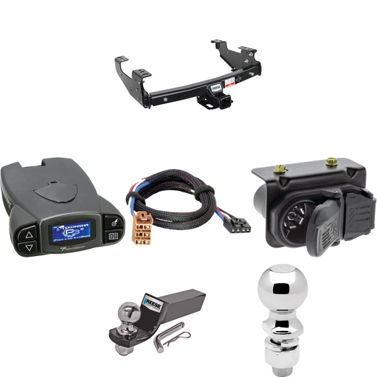 Fits 2001-2002 Chevrolet Silverado 1500 HD Trailer Hitch Tow PKG w/ Tekonsha Prodigy P3 Brake Control + Plug & Play BC Adapter + 7-Way RV Wiring + 2" & 2-5/16" Ball & Drop Mount By Reese Towpower