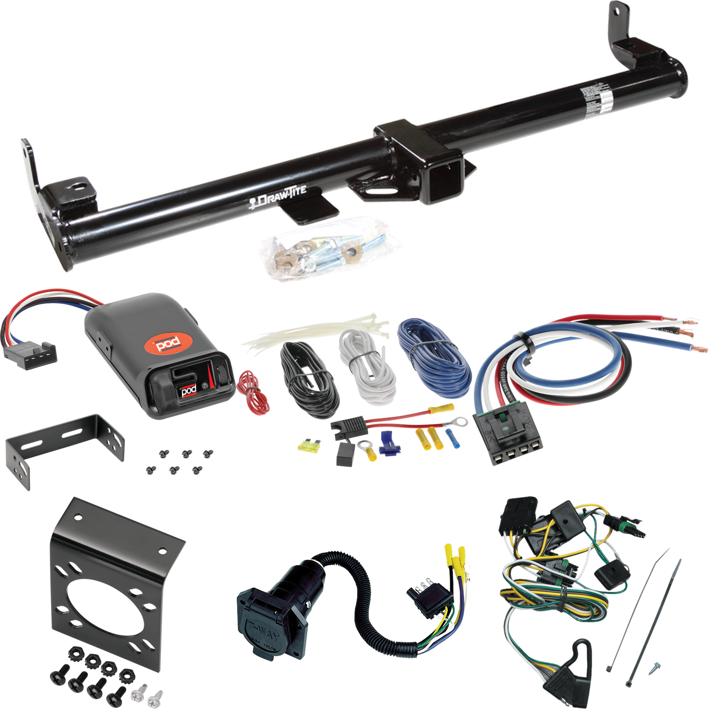 Se adapta al paquete de enganche de remolque Jeep TJ 1997-1997 con control de freno POD serie Pro + adaptador de cableado BC genérico + cableado RV de 7 vías (para modelos (solo Canadá)) de Draw-Tite