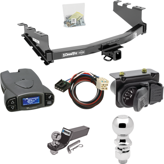 Se adapta al paquete de enganche de remolque GMC Sierra 1500 2014-2018 con control de freno Tekonsha Prodigy P3 + adaptador BC Plug &amp; Play + cableado RV de 7 vías + soporte de bola y caída de 2" y 2-5/16" de Draw-Tite