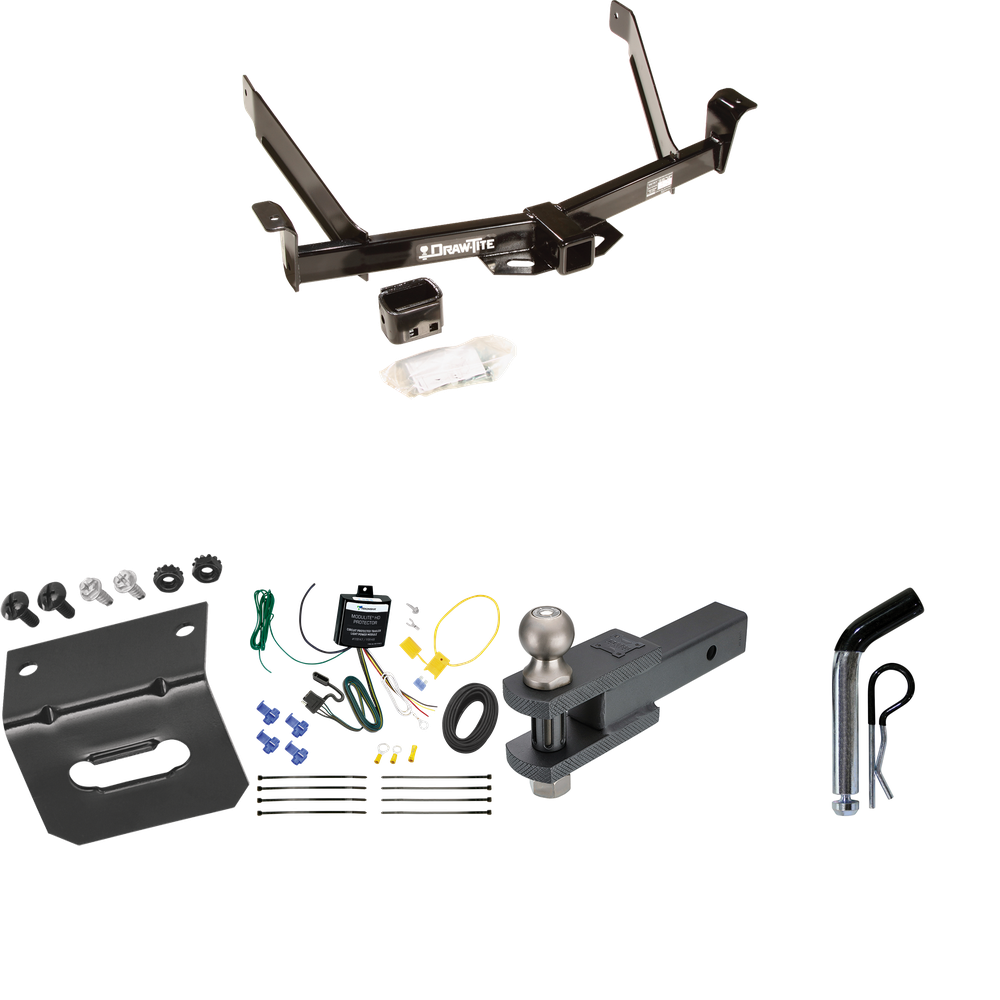 Fits 1997-2001 Mercury Mountaineer Trailer Hitch Tow PKG w/ 4-Flat Wiring Harness + Clevis Hitch Ball Mount w/ 2" Ball + Pin/Clip + Wiring Bracket By Draw-Tite