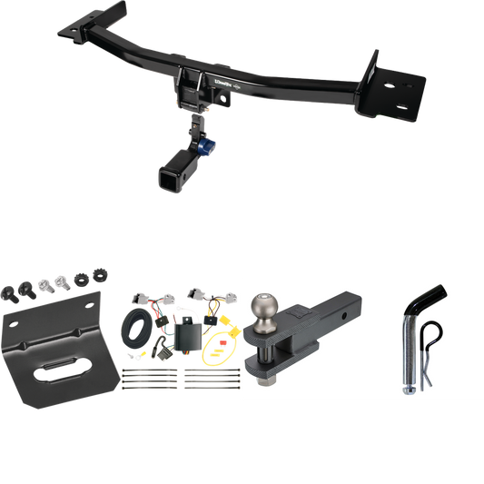 Fits 2020-2023 Ford Explorer Trailer Hitch Tow PKG w/ 4-Flat Wiring Harness + Clevis Hitch Ball Mount w/ 2" Ball + Pin/Clip + Wiring Bracket By Draw-Tite