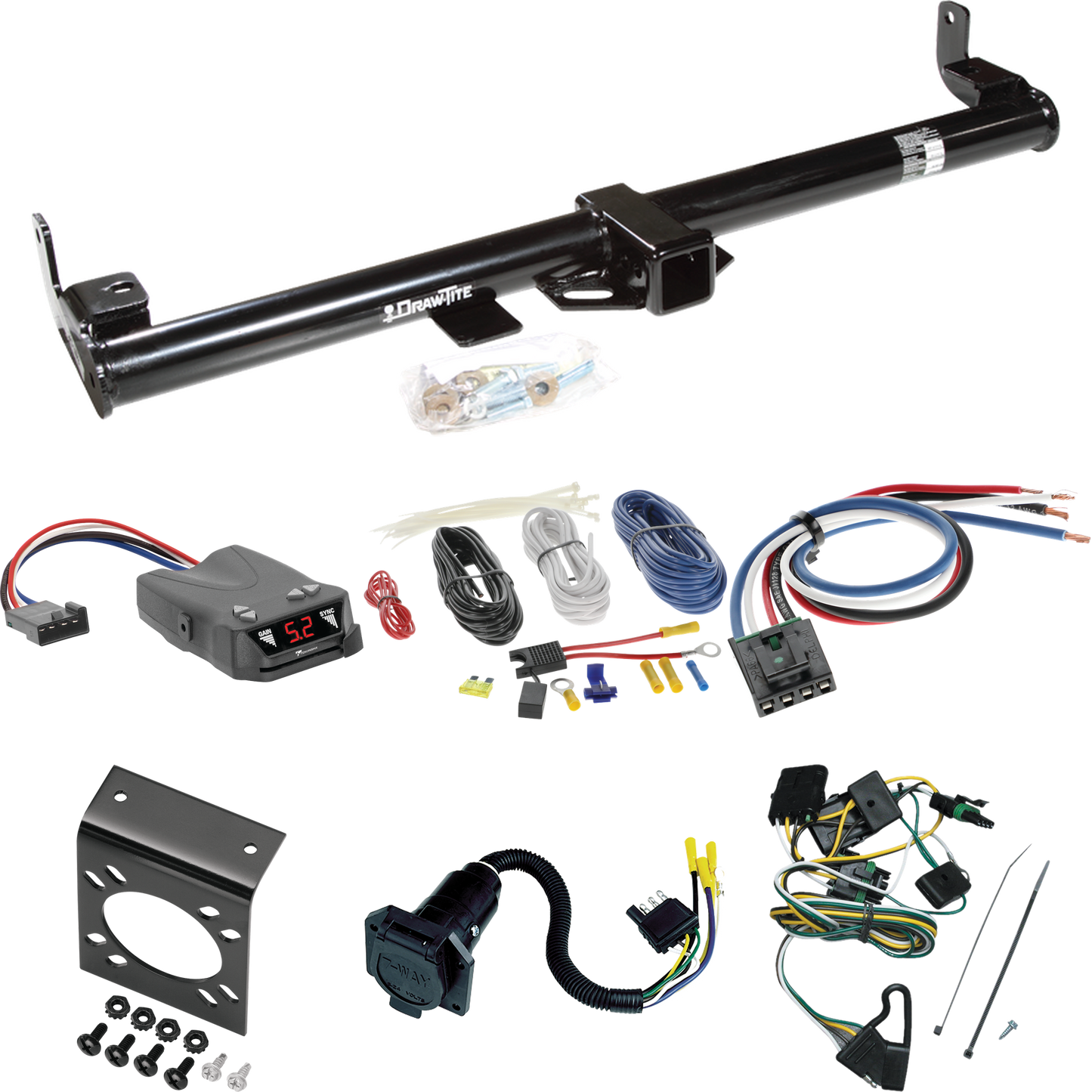 Se adapta al paquete de enganche de remolque Jeep TJ 1997-1997 con control de freno Tekonsha Brakeman IV + adaptador de cableado BC genérico + cableado RV de 7 vías (para modelos (solo Canadá)) de Draw-Tite