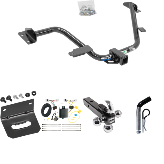 Fits 2013-2021 Nissan NV200 Trailer Hitch Tow PKG w/ 4-Flat Wiring Harness + Triple Ball Ball Mount 1-7/8" & 2" & 2-5/16" Trailer Balls w/ Tow Hook + Pin/Clip + Wiring Bracket By Reese Towpower