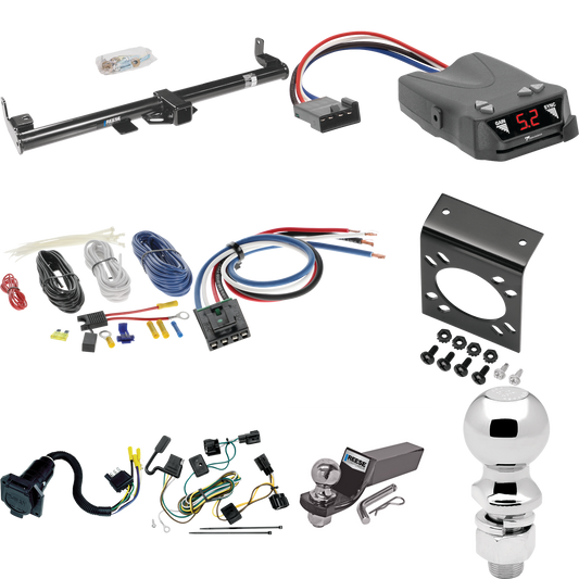 Se adapta al paquete de enganche de remolque Jeep Wrangler 1998-2006 con control de freno Tekonsha Brakeman IV + adaptador de cableado BC genérico + cableado RV de 7 vías + soporte de bola y caída de 2" y 2-5/16" de Reese Towpower