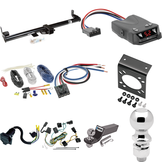 Se adapta al paquete de enganche de remolque Jeep Wrangler 1998-2006 con control de freno Tekonsha Brakeman IV + adaptador de cableado BC genérico + cableado RV de 7 vías + soporte de bola y caída de 2" y 2-5/16" de Draw-Tite