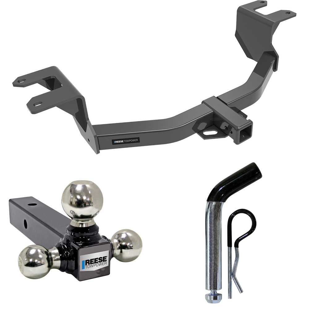 Fits 2019-2023 Chevrolet Silverado 1500 Trailer Hitch Tow PKG w/ Triple Ball Ball Mount 1-7/8" & 2" & 2-5/16" Trailer Balls + Pin/Clip By Reese Towpower