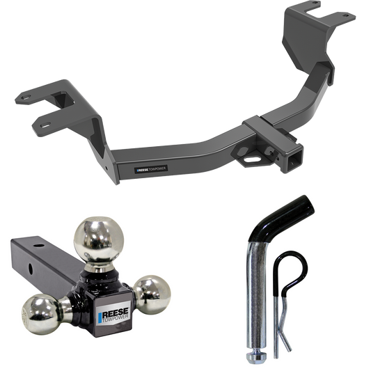 Fits 2019-2023 Chevrolet Silverado 1500 Trailer Hitch Tow PKG w/ Triple Ball Ball Mount 1-7/8" & 2" & 2-5/16" Trailer Balls + Pin/Clip By Reese Towpower