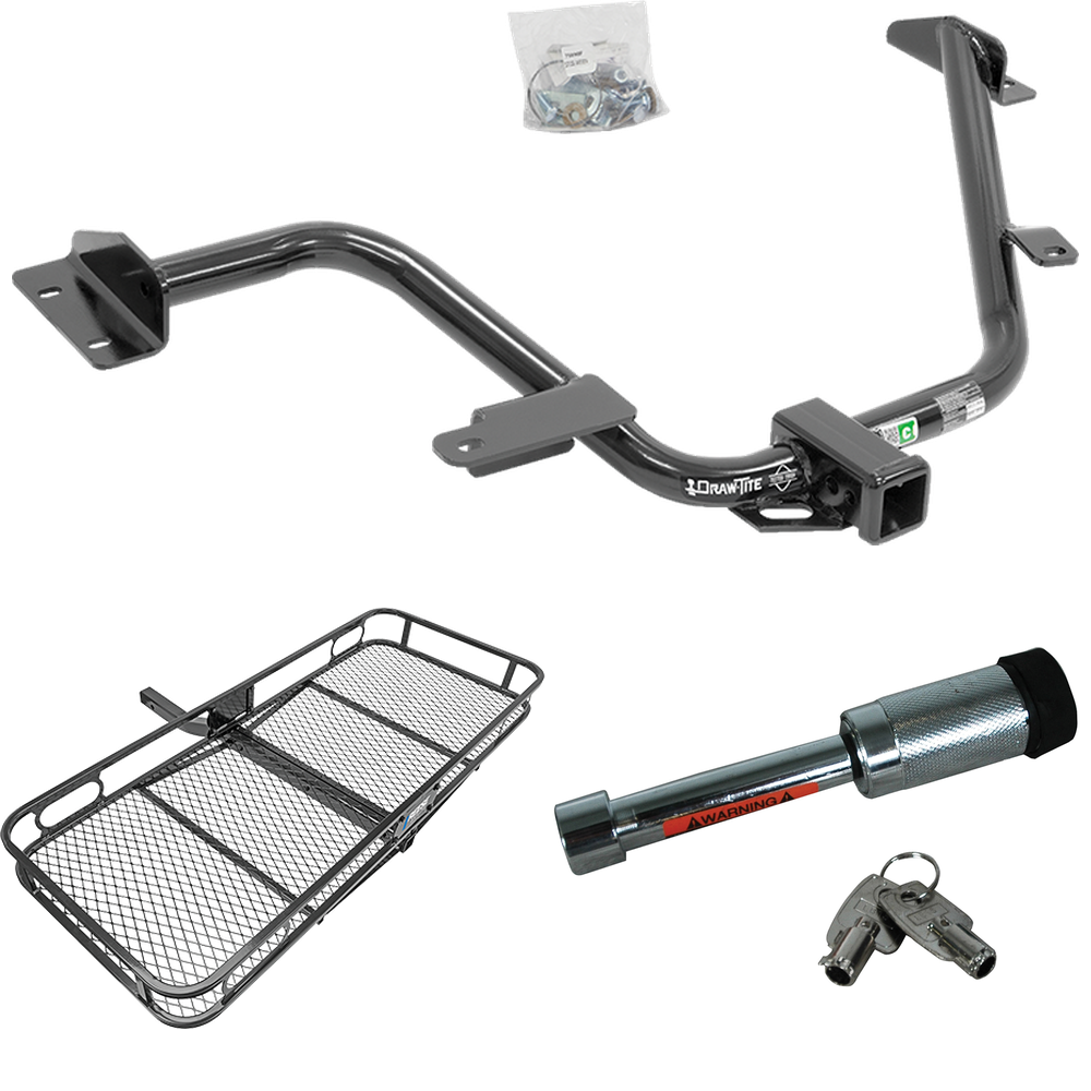 Fits 2015-2018 Chevrolet City Express Trailer Hitch Tow PKG w/ 60" x 24" Cargo Carrier + Hitch Lock By Draw-Tite