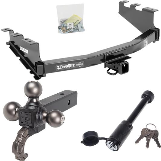 Fits 2019-2019 Chevrolet Silverado 1500 LD (Old Body) Trailer Hitch Tow PKG + Tactical Triple Ball Ball Mount 1-7/8" & 2" & 2-5/16" Balls & Tow Hook + Tactical Dogbone Lock By Draw-Tite