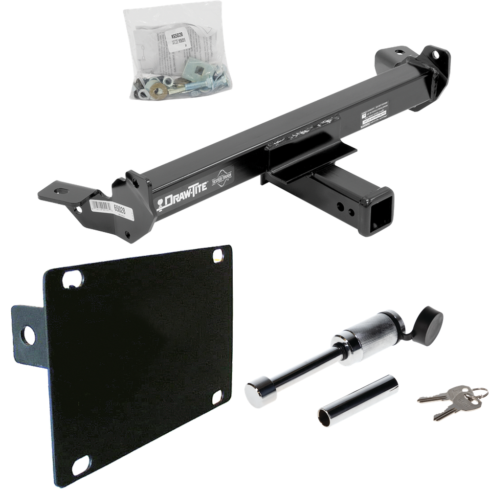 Fits 1999-2004 GMC Sierra 2500 Front Mount Trailer Hitch Tow PKG w/ License Plate Holder + Hitch Lock By Draw-Tite