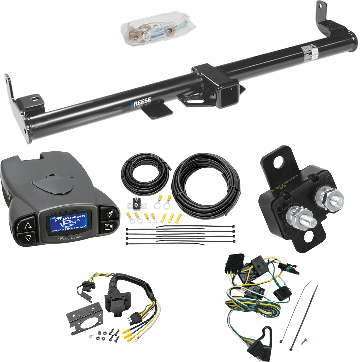 Fits 1997-1997 Jeep TJ Trailer Hitch Tow PKG w/ Tekonsha Prodigy P3 Brake Control + 7-Way RV Wiring (For (Canada Only) Models) By Reese Towpower