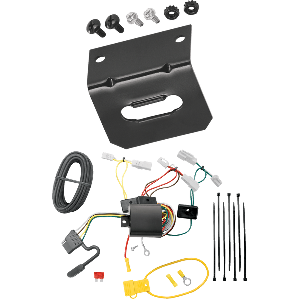 Fits 2012-2017 Toyota Camry 4-Flat Vehicle End Trailer Wiring Harness + Wiring Bracket (Excludes: Hybrid Models) By Tekonsha