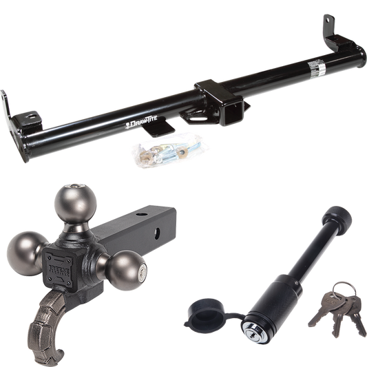 Fits 1997-1997 Jeep Wrangler Trailer Hitch Tow PKG + Triple Ball Tactical Ball Mount 1-7/8" & 2" & 2-5/16" Balls w/ Tow Hook + Tactical Dogbone Lock By Draw-Tite