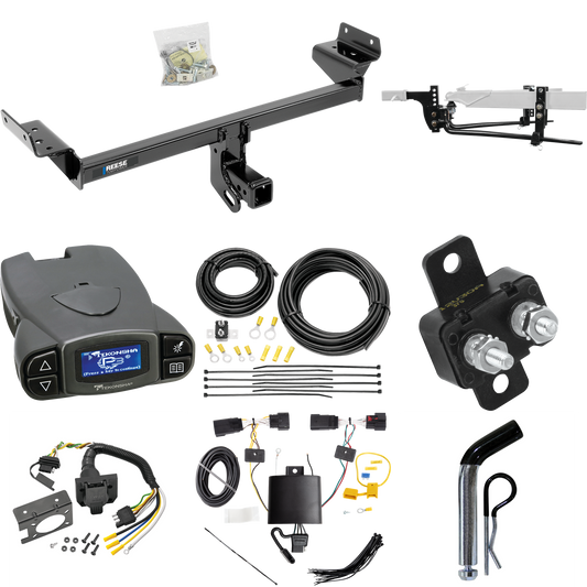 Fits 2019-2023 Lincoln Nautilus Trailer Hitch Tow PKG w/ 8K Round Bar Weight Distribution Hitch w/ 2-5/16" Ball + Pin/Clip + Tekonsha Prodigy P3 Brake Control + 7-Way RV Wiring By Reese Towpower