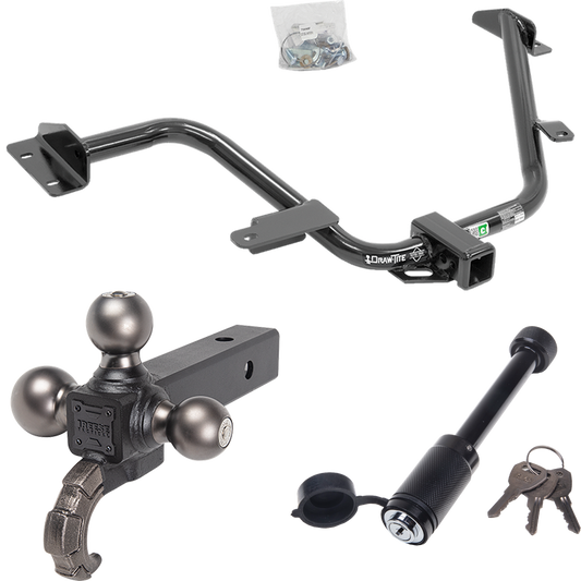 Fits 2015-2018 Chevrolet City Express Trailer Hitch Tow PKG + Triple Ball Tactical Ball Mount 1-7/8" & 2" & 2-5/16" Balls w/ Tow Hook + Tactical Dogbone Lock By Draw-Tite