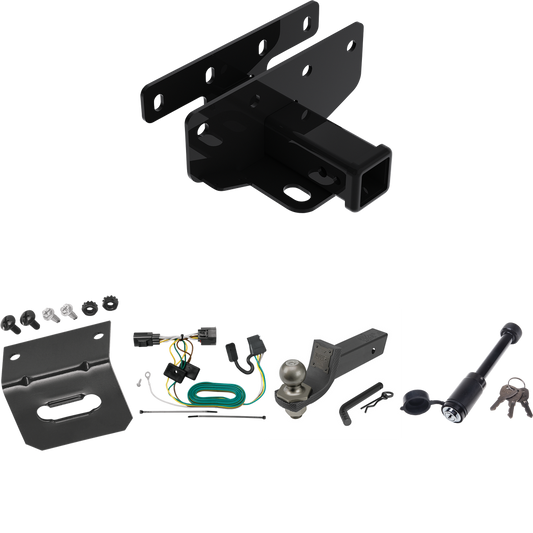 Fits 2018-2018 Jeep Wrangler JK Trailer Hitch Tow PKG w/ 4-Flat Wiring + Interlock Tactical Starter Kit w/ 2" Drop & 2" Ball + Tactical Dogbone Lock + Wiring Bracket (For Right Hand Drive Models) By Draw-Tite