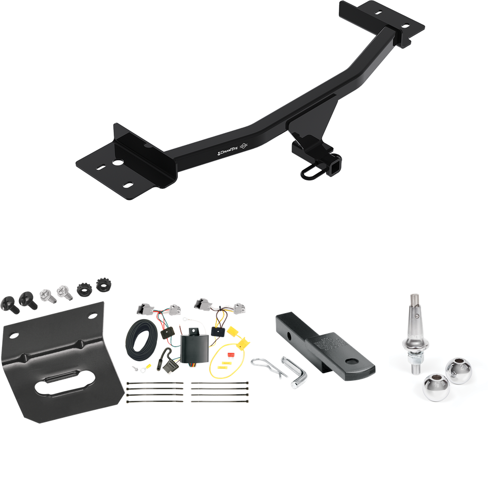 Fits 2020-2023 Ford Explorer Trailer Hitch Tow PKG w/ 4-Flat Wiring Harness + Draw-Bar + Interchangeable 1-7/8" & 2" Balls + Wiring Bracket By Draw-Tite