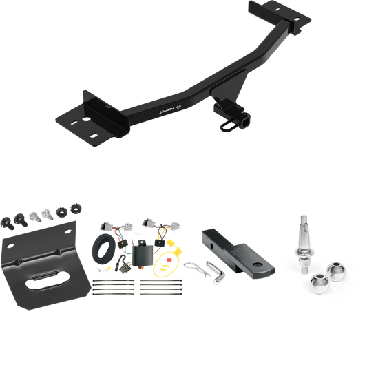 Fits 2020-2023 Ford Explorer Trailer Hitch Tow PKG w/ 4-Flat Wiring Harness + Draw-Bar + Interchangeable 1-7/8" & 2" Balls + Wiring Bracket By Draw-Tite