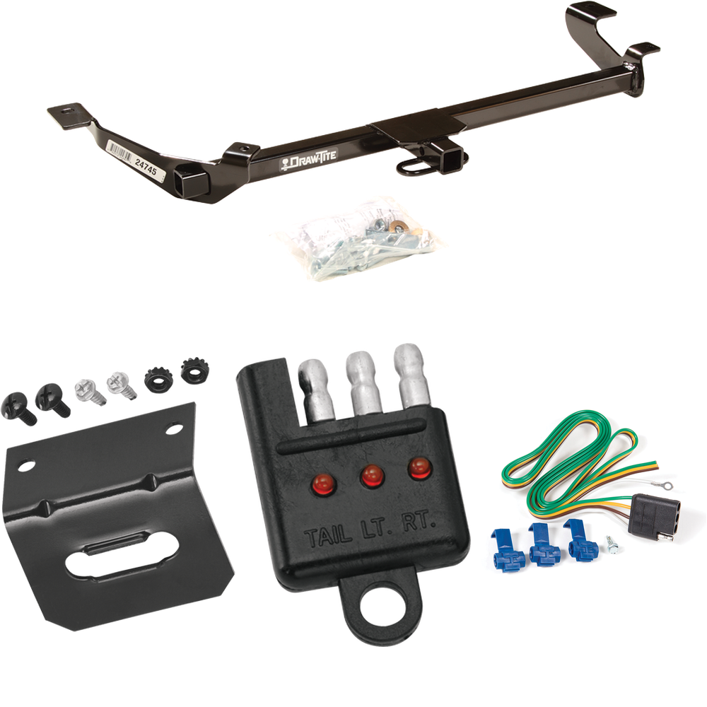 Fits 2005-2010 Chevrolet Cobalt Trailer Hitch Tow PKG w/ 4-Flat Wiring Harness + Bracket + Tester (For Coupe, Except SS Models) By Draw-Tite