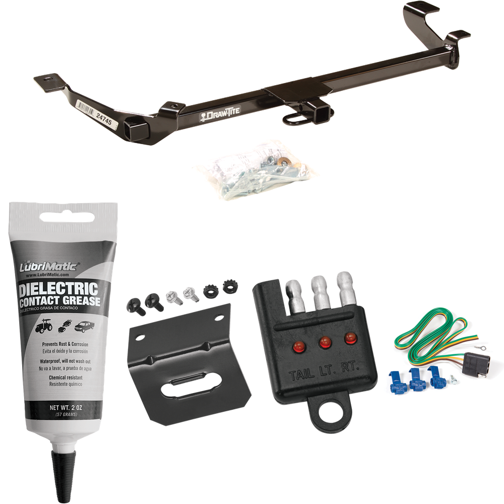 Fits 2005-2006 Pontiac Pursuit Trailer Hitch Tow PKG w/ 4-Flat Wiring Harness + Bracket + Tester + Electric Contact Grease (For Coupe, (Canada Only) Models) By Draw-Tite