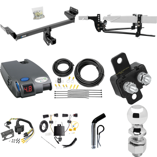 Fits 2019-2023 Lincoln Nautilus Trailer Hitch Tow PKG w/ 8K Round Bar Weight Distribution Hitch w/ 2-5/16" Ball + 2" Ball + Pin/Clip + Tekonsha Primus IQ Brake Control + 7-Way RV Wiring By Reese Towpower