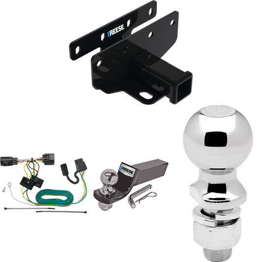 Fits 2007-2017 Jeep Wrangler Trailer Hitch Tow PKG w/ 4-Flat Wiring + Starter Kit Ball Mount w/ 2" Drop & 2" Ball + 2-5/16" Ball (For Right Hand Drive Models) By Reese Towpower