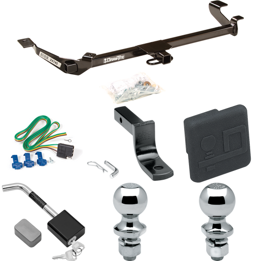 Fits 2007-2009 Pontiac G5 Trailer Hitch Tow PKG w/ 4-Flat Wiring Harness + Draw-Bar + 1-7/8" + 2" Ball + Hitch Cover + Hitch Lock (Excludes: GT Models) By Draw-Tite