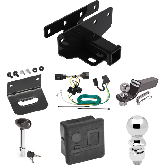 Fits 2018-2018 Jeep Wrangler JK Trailer Hitch Tow PKG w/ 4-Flat Wiring + Starter Kit Ball Mount w/ 2" Drop & 2" Ball + 2-5/16" Ball + Wiring Bracket + Hitch Lock + Hitch Cover (For Right Hand Drive Models) By Draw-Tite