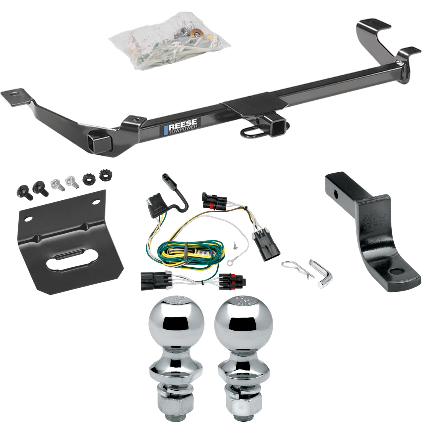 Fits 2005-2006 Pontiac Pursuit Trailer Hitch Tow PKG w/ 4-Flat Wiring Harness + Draw-Bar + 1-7/8" + 2" Ball + Wiring Bracket (For Coupe, (Canada Only) Models) By Reese Towpower