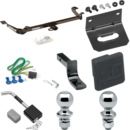 Fits 2005-2006 Pontiac Pursuit Trailer Hitch Tow PKG w/ 4-Flat Wiring Harness + Draw-Bar + 1-7/8" + 2" Ball + Wiring Bracket + Hitch Cover + Hitch Lock (For Sedan, (Canada Only) Models) By Draw-Tite