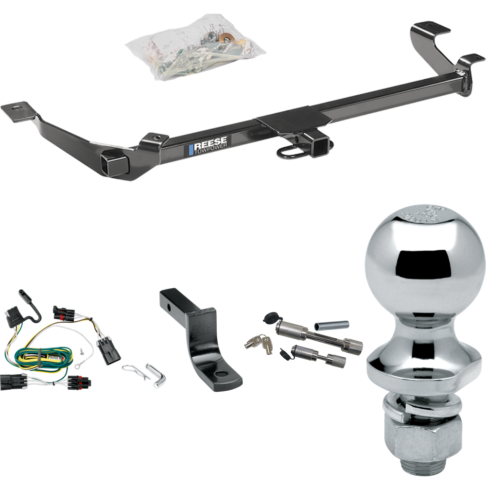 Fits 2007-2009 Pontiac G5 Trailer Hitch Tow PKG w/ 4-Flat Wiring Harness + Draw-Bar + 1-7/8" Ball + Dual Hitch & Coupler Locks (Excludes: GT Models) By Reese Towpower