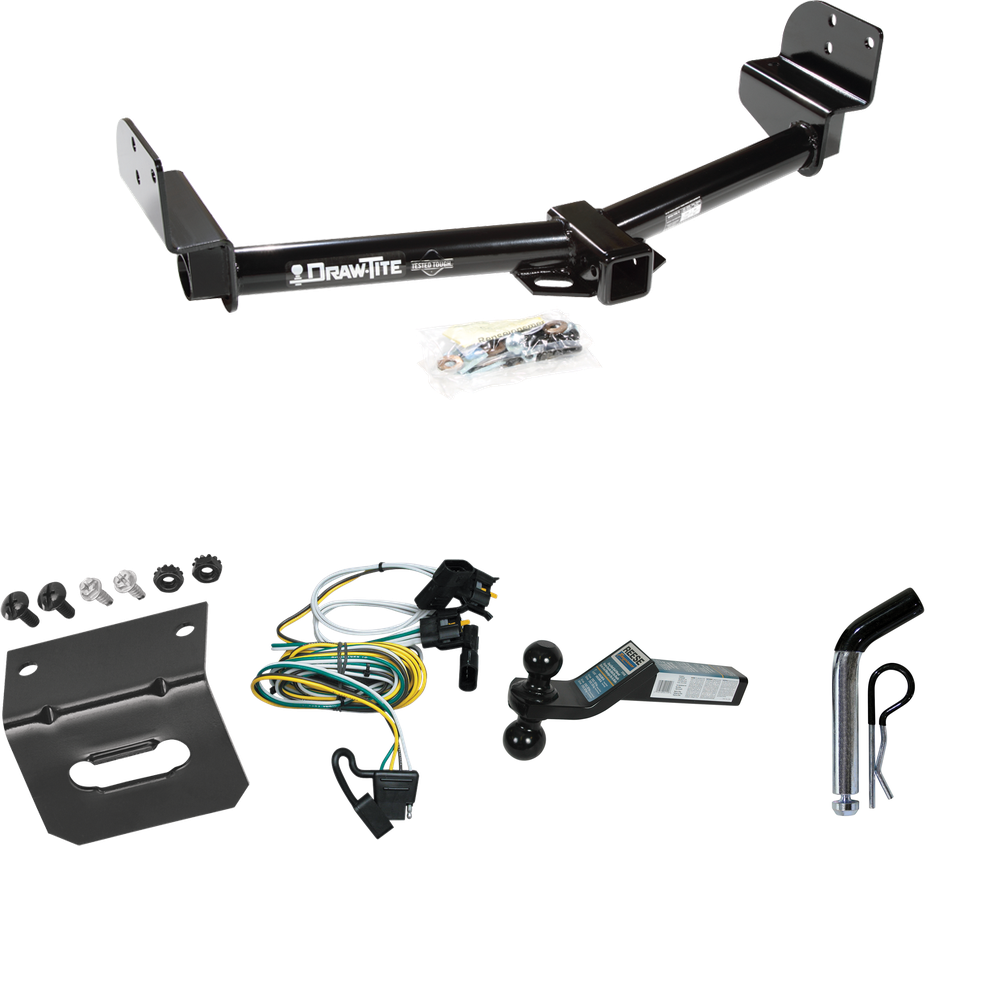 Fits 2002-2003 Mercury Mountaineer Trailer Hitch Tow PKG w/ 4-Flat Wiring Harness + Dual Ball Ball Mount 2" & 2-5/16" Trailer Balls + Pin/Clip +  Wiring Bracket By Draw-Tite