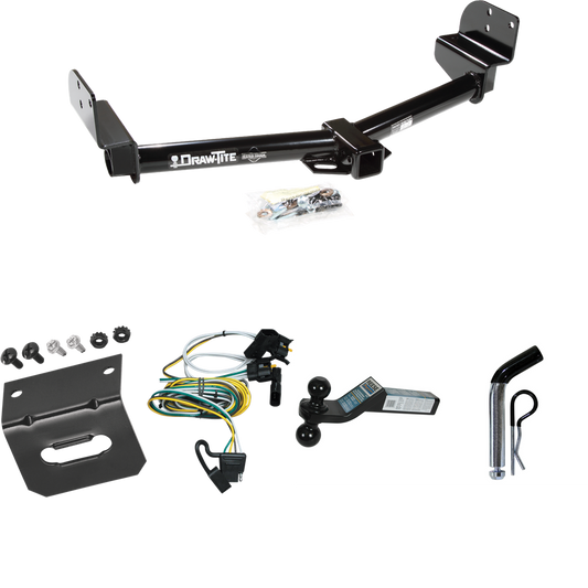 Se adapta al paquete de enganche de remolque Mercury Mountaineer 2002-2003 con arnés de cableado de 4 planos + soporte de bola doble bolas de remolque de 2" y 2-5/16" + pasador/clip + soporte de cableado de Draw-Tite