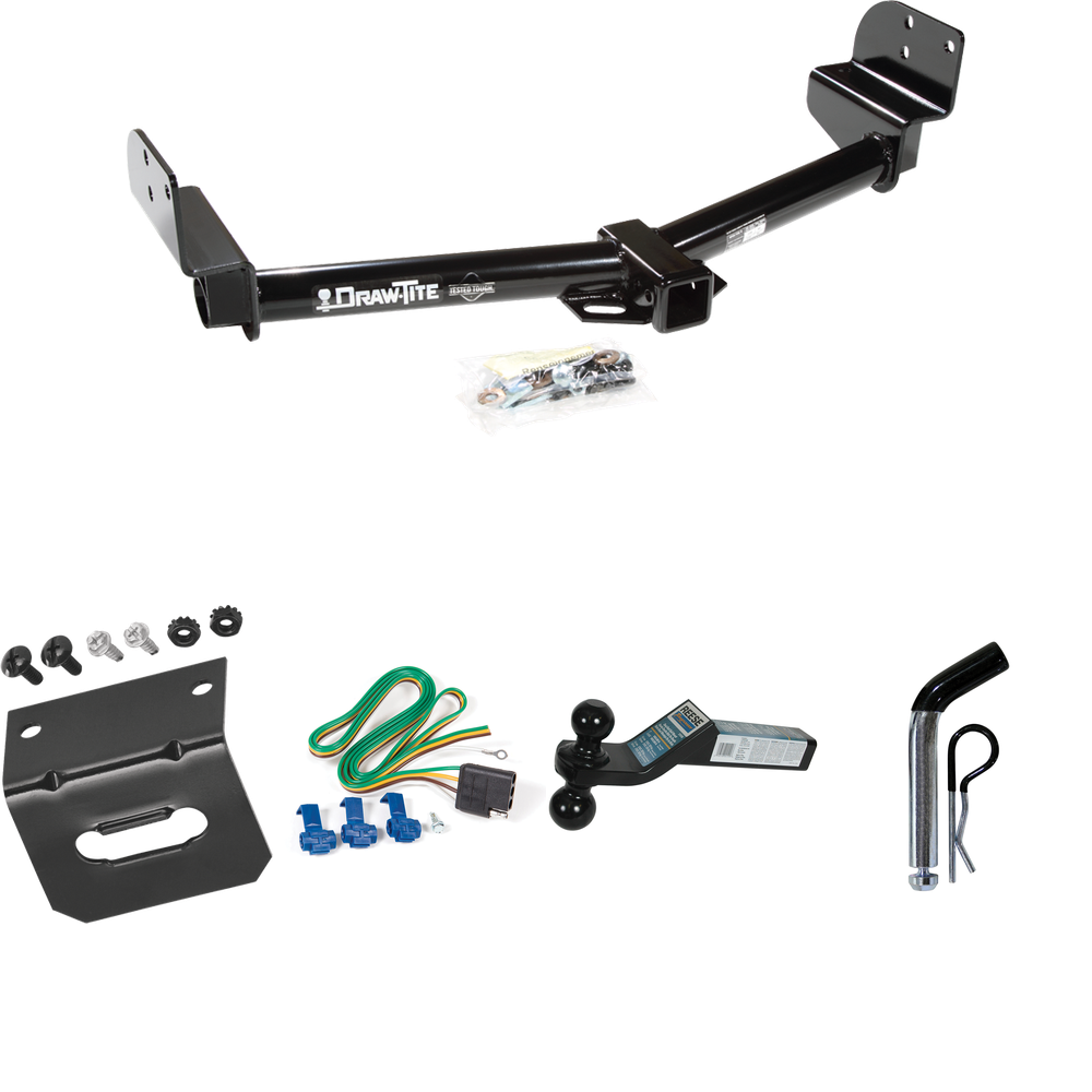 Fits 2005-2005 Lincoln Aviator Trailer Hitch Tow PKG w/ 4-Flat Wiring Harness + Dual Ball Ball Mount 2" & 2-5/16" Trailer Balls + Pin/Clip +  Wiring Bracket By Draw-Tite