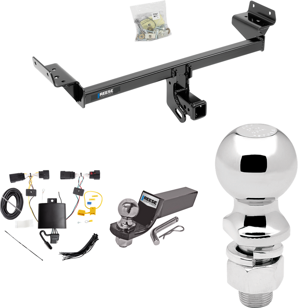 Fits 2019-2023 Lincoln Nautilus Trailer Hitch Tow PKG w/ 4-Flat Wiring + Starter Kit Ball Mount w/ 2" Drop & 2" Ball + 2-5/16" Ball By Reese Towpower