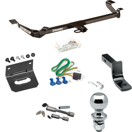 Fits 2005-2006 Pontiac Pursuit Trailer Hitch Tow PKG w/ 4-Flat Wiring Harness + Draw-Bar + 2" Ball + Wiring Bracket + Dual Hitch & Coupler Locks (For Sedan, (Canada Only) Models) By Draw-Tite