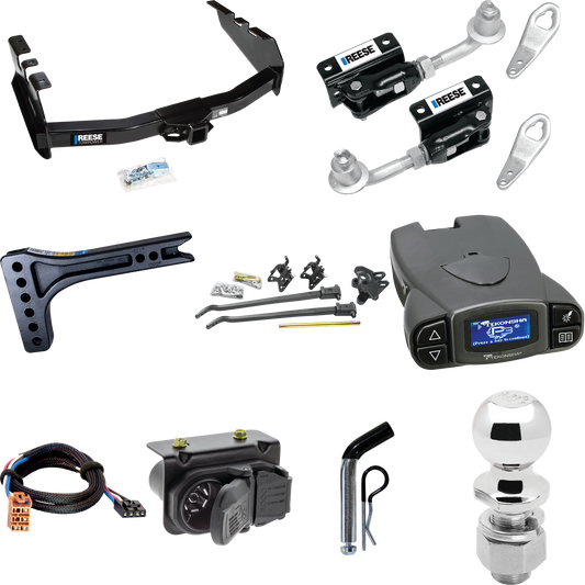 Fits 2003-2004 Chevrolet Silverado 2500 Trailer Hitch Tow PKG w/ 15K Trunnion Bar Weight Distribution Hitch + Pin/Clip + Dual Cam Sway Control + 2-5/16" Ball + Tekonsha Prodigy P3 Brake Control + Plug & Play BC Adapter + 7-Way RV Wiring By Reese Towp