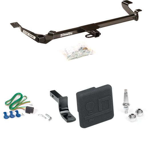 Fits 2005-2010 Chevrolet Cobalt Trailer Hitch Tow PKG w/ 4-Flat Wiring Harness + Draw-Bar + Interchangeable 1-7/8" & 2" Balls + Hitch Cover (For Coupe, Except SS Models) By Draw-Tite