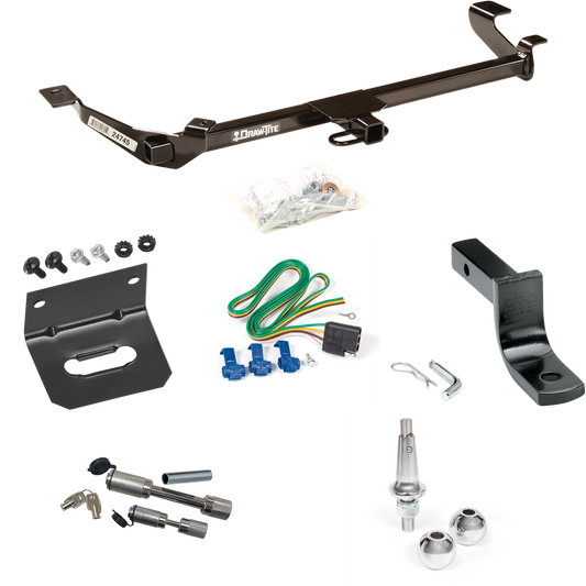 Fits 2005-2006 Pontiac Pursuit Trailer Hitch Tow PKG w/ 4-Flat Wiring Harness + Draw-Bar + Interchangeable 1-7/8" & 2" Balls + Wiring Bracket + Dual Hitch & Coupler Locks (For Coupe, (Canada Only) Models) By Draw-Tite