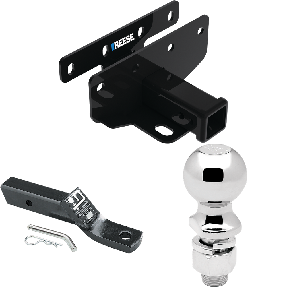 Fits 2007-2017 Jeep Wrangler Trailer Hitch Tow PKG w/ Ball Mount w/ 2" Drop + 2-5/16" Ball (For Right Hand Drive Models) By Reese Towpower