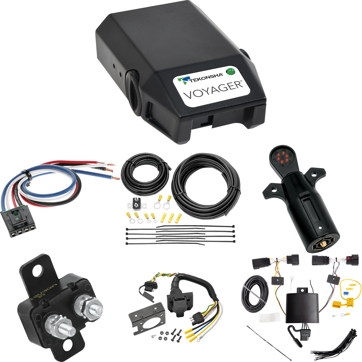 Fits 2019-2023 Lincoln Nautilus 7-Way RV Wiring + Tekonsha Voyager Brake Control + Generic BC Wiring Adapter + 7-Way Tester By Tekonsha