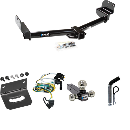 Fits 2002-2003 Ford Explorer Trailer Hitch Tow PKG w/ 4-Flat Wiring Harness + Triple Ball Ball Mount 1-7/8" & 2" & 2-5/16" Trailer Balls + Pin/Clip + Wiring Bracket By Reese Towpower