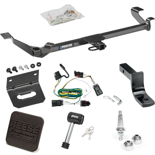 Fits 2007-2009 Pontiac G5 Trailer Hitch Tow PKG w/ 4-Flat Wiring Harness + Draw-Bar + Interchangeable 1-7/8" & 2" Balls + Wiring Bracket + Hitch Cover + Hitch Lock (Excludes: GT Models) By Reese Towpower