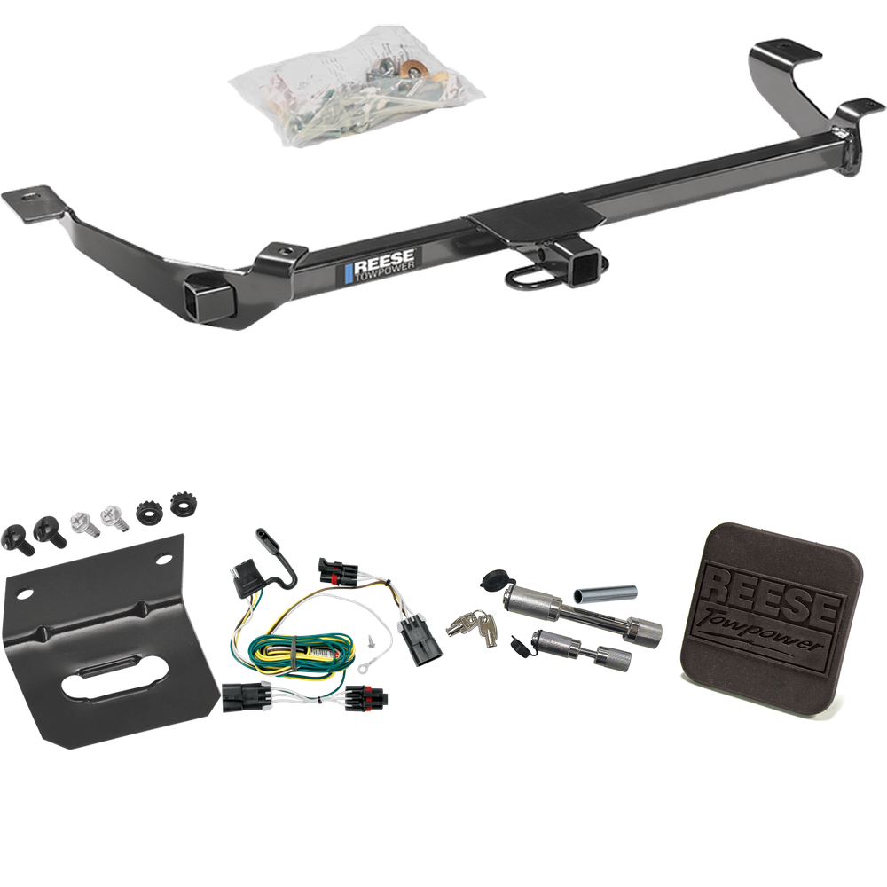 Fits 2005-2010 Chevrolet Cobalt Trailer Hitch Tow PKG w/ 4-Flat Wiring Harness + Hitch Cover + Dual Hitch & Coupler Locks (For Coupe, Except SS Models) By Reese Towpower