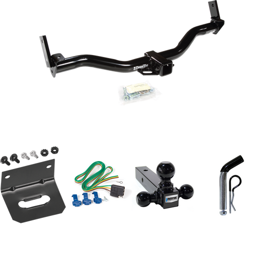 Fits 1991-1994 Ford Explorer Trailer Hitch Tow PKG w/ 4-Flat Wiring Harness + Triple Ball Ball Mount 1-7/8" & 2" & 2-5/16" Trailer Balls + Pin/Clip + Wiring Bracket By Draw-Tite