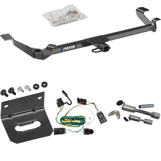 Fits 2007-2009 Pontiac G5 Trailer Hitch Tow PKG w/ 4-Flat Wiring Harness + Wiring Bracket + Dual Hitch & Coupler Locks (Excludes: GT Models) By Reese Towpower