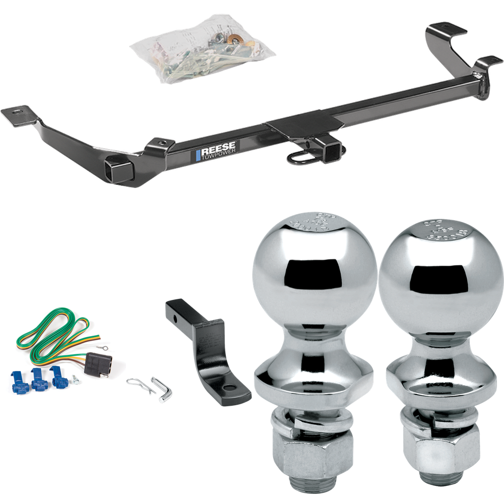 Fits 2005-2010 Chevrolet Cobalt Trailer Hitch Tow PKG w/ 4-Flat Wiring Harness + Draw-Bar + 1-7/8" + 2" Ball (For Sedan, Except SS Models) By Reese Towpower