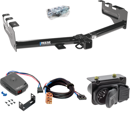 Fits 2003-2004 Chevrolet Silverado 2500 Trailer Hitch Tow PKG w/ Pro Series Pilot Brake Control + Plug & Play BC Adapter + 7-Way RV Wiring By Reese Towpower