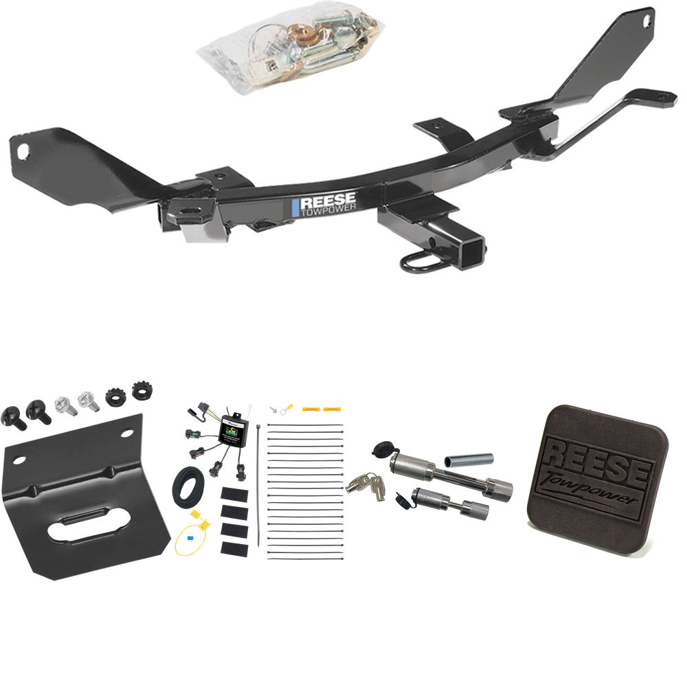 Fits 2006-2009 Mercury Milan Trailer Hitch Tow PKG w/ 4-Flat Zero Contact "No Splice" Wiring Harness + Hitch Cover + Dual Hitch & Coupler Locks By Reese Towpower